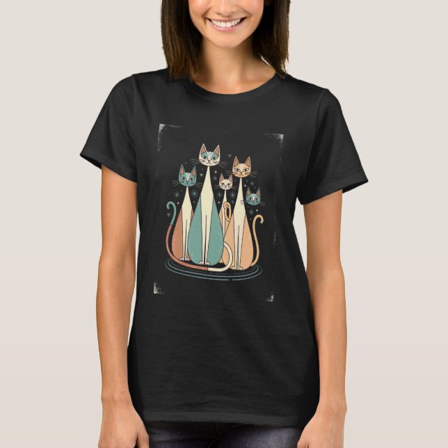 Kosmische Katzen unter dem Nachthimmel T-Shirt (Vorderseite)
