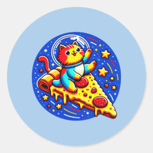 Kosmische Katzenastronautensticker - Funny Space P Runder Aufkleber