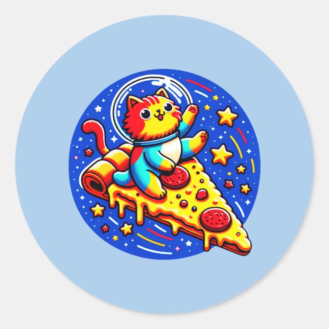 Kosmische Katzenastronautensticker - Funny Space P Runder Aufkleber (Vorderseite)