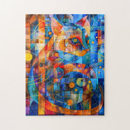 Kosmische Katzenkunst mit Stellar Hintergrund Puzzle