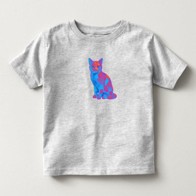 Kosmische Katzenpatchworkdecke – Trippy geometrisc Kleinkind T-shirt (Vorderseite)