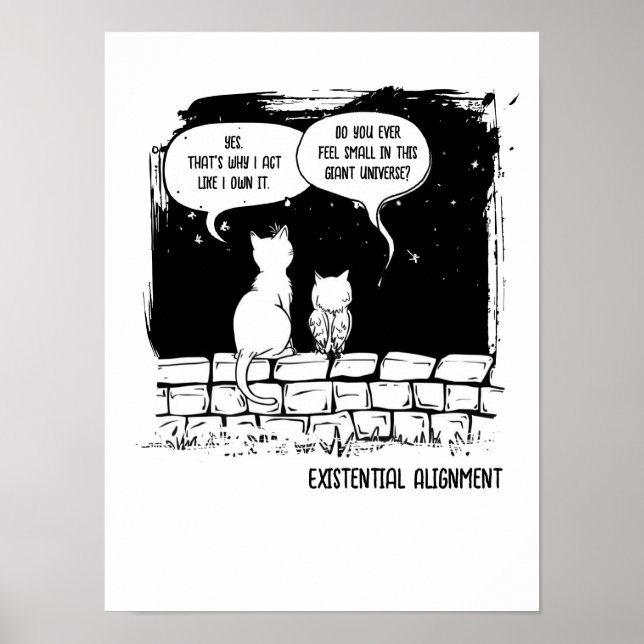 Kosmische Katzenperspektive Lustige Katzenkunst Poster (Vorne)
