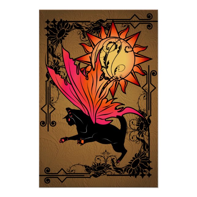 Kosmische KatzenSun Poster (Vorderseite)