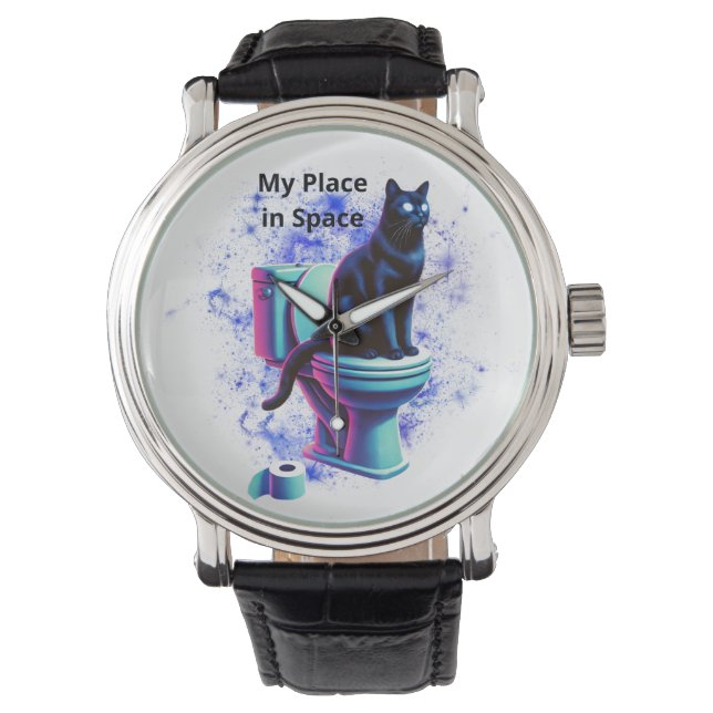 Kosmische Katzentoilette - Surreal Vaporwave Art Armbanduhr (Vorderseite)