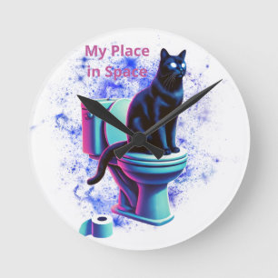 Kosmische Katzentoilette - Surreal Vaporwave Art Runde Wanduhr