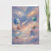 Kosmische Kunstkarte – Planeten & Galaxien