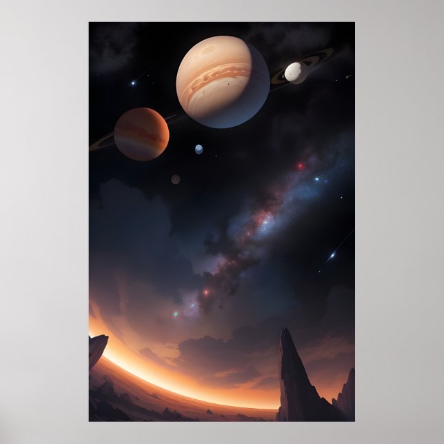 Kosmische Landschaft und Weltraum Poster (Vorne)