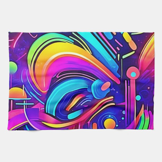 Kosmische Leinwand: Ein FarbUniversum Geschirrtuch (Horizontal)