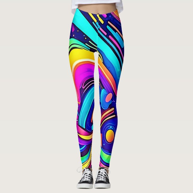 Kosmische Leinwand: Ein FarbUniversum Leggings (Vorderseite)