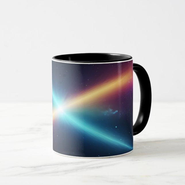 Kosmische Lichtkollision Leuchtender Raum Abstrakt Tasse (VorderseiteRechts)