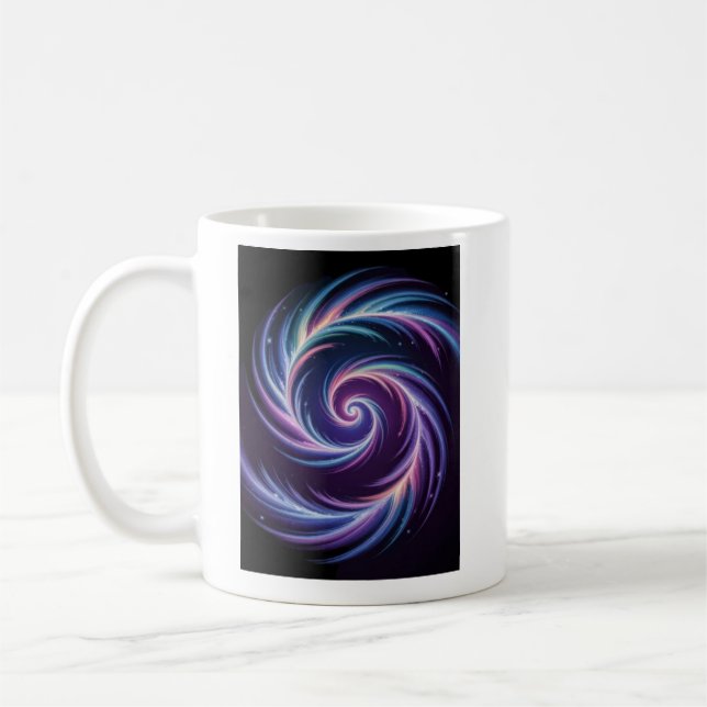 Kosmische Lichtspirale Abstrakte Galaxienkunst Kaffeetasse (Links)