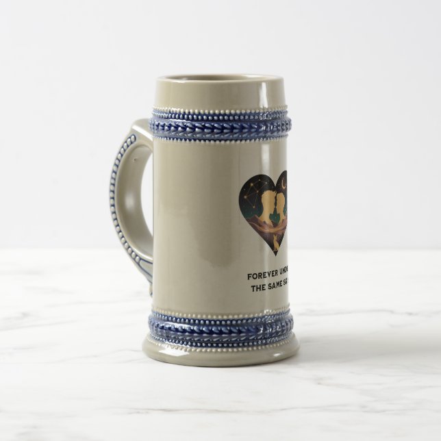 Kosmische Liebe Geschichte Herz mit Liebe und Fox  Bierglas (Vorderseite Links)