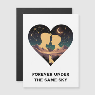 Kosmische Liebe Geschichte Herz mit Liebe und Fox Magnetkarte