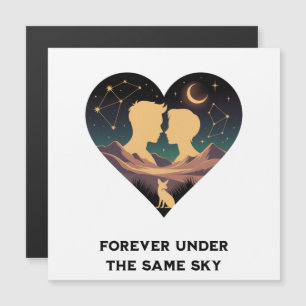 Kosmische Liebe Geschichte Herz mit Liebe und Fox Magnetkarte
