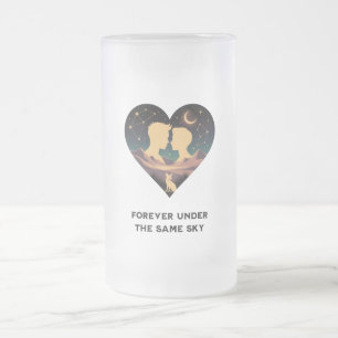 Kosmische Liebe Geschichte Herz mit Liebe und Fox  Mattglas Bierglas