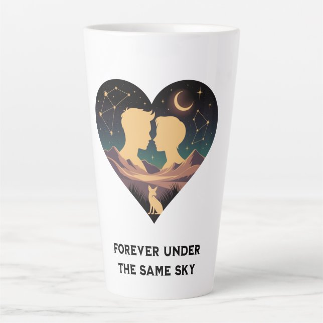 Kosmische Liebe Geschichte Herz mit Liebe und Fox  Milchtasse (Vorderseite)