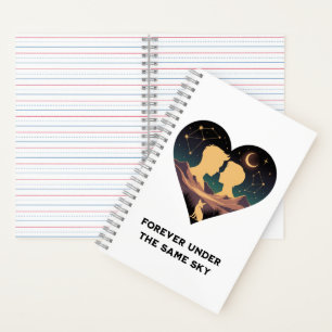 Kosmische Liebe Geschichte Herz mit Liebe und Fox Notizbuch