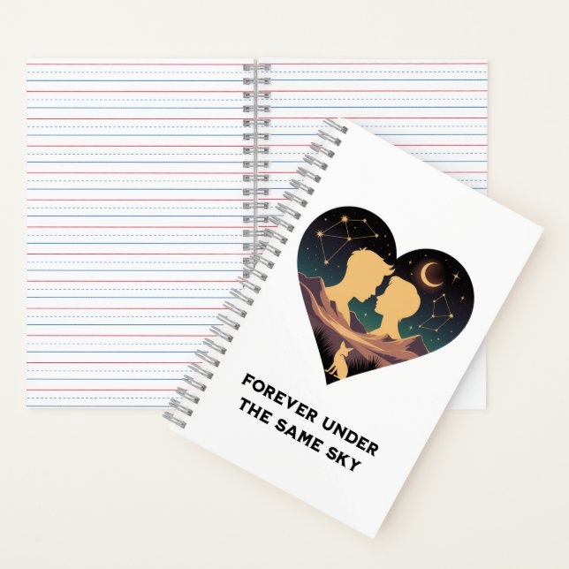 Kosmische Liebe Geschichte Herz mit Liebe und Fox  Notizbuch (Innen)