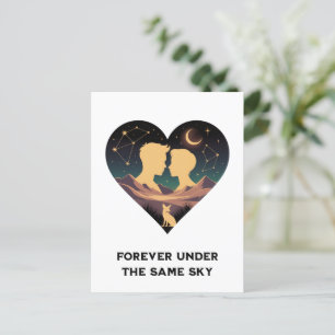 Kosmische Liebe Geschichte Herz mit Liebe und Fox  Postkarte