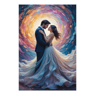 Kosmische Liebesumarmung Lebendige Paarkunst Fotodruck