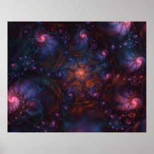 KOSMISCHE LILA FRACTAL-SPIRALE-KUNST POSTER