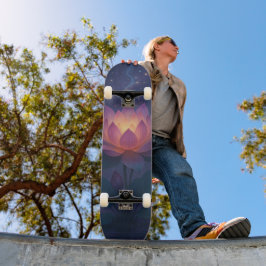 Kosmische Lotusblüte im Nachthimmel Skateboard