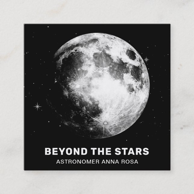 *~* Kosmische Luna Stars Vollmond Mondastronomie Quadratische Visitenkarte (Vorderseite)