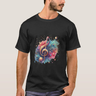 Kosmische Musikdesign mit lebendigem Violinschlüss T-Shirt