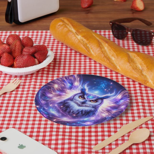 Kosmische Mystische Weisheit Himmelsgeist Eule  Pappteller (Picknick)