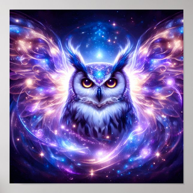 Kosmische Mystische Weisheit Himmelsgeist Eule  Poster (Vorne)