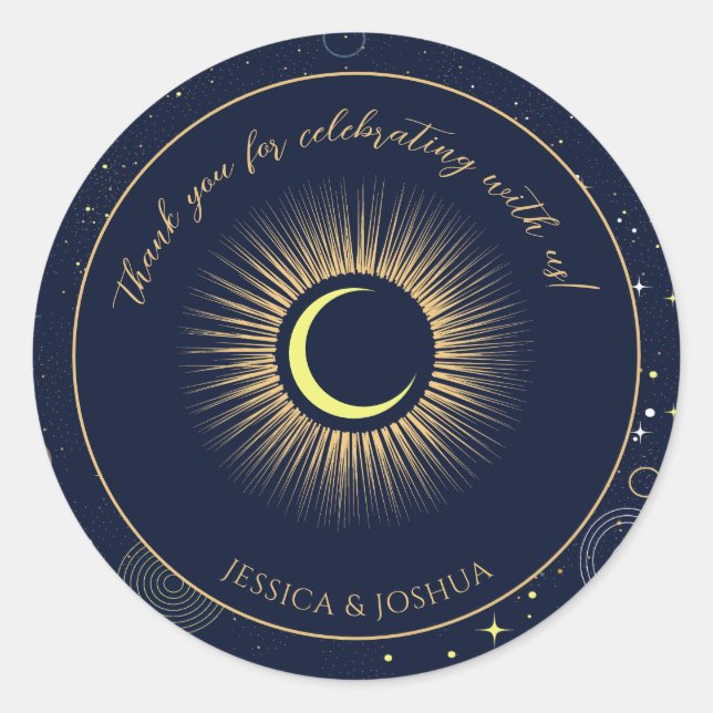 Kosmische Navy Blue Mystical Staright Runder Aufkleber (Vorderseite)