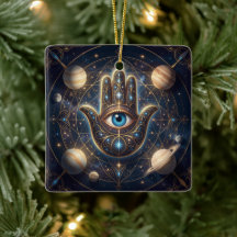 Kosmische Navy-Gold-Hamsa-Böser-Blick