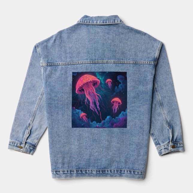 Kosmische Neonqualle Jeansjacke (Rückseite)
