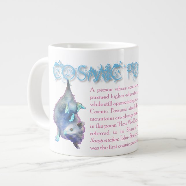 Kosmische Opossum-Tasse - Blau Jumbo-Tasse (Vorderseite Links)