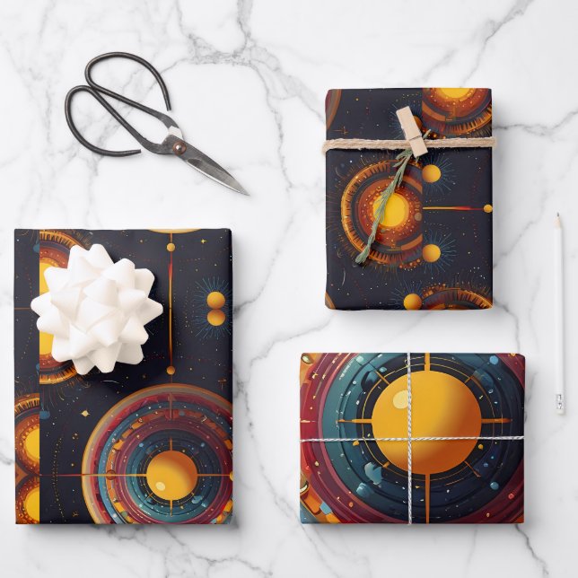 kosmische Orbit Geschenkpapier Set (Vorderseite)