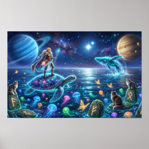 Kosmische Ozean-Welt-Schildkröte — Nordische Fanta Poster