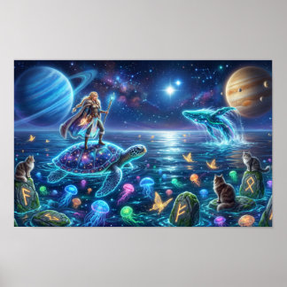 Kosmische Ozean-Welt-Schildkröte — Nordische Fanta Poster