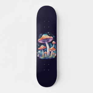 Kosmische Pilze im Aquarell-Stil Skateboard