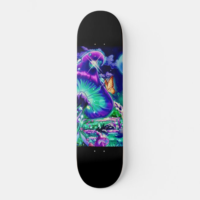 "Kosmische Pilze" Skateboard (Vorderseite)