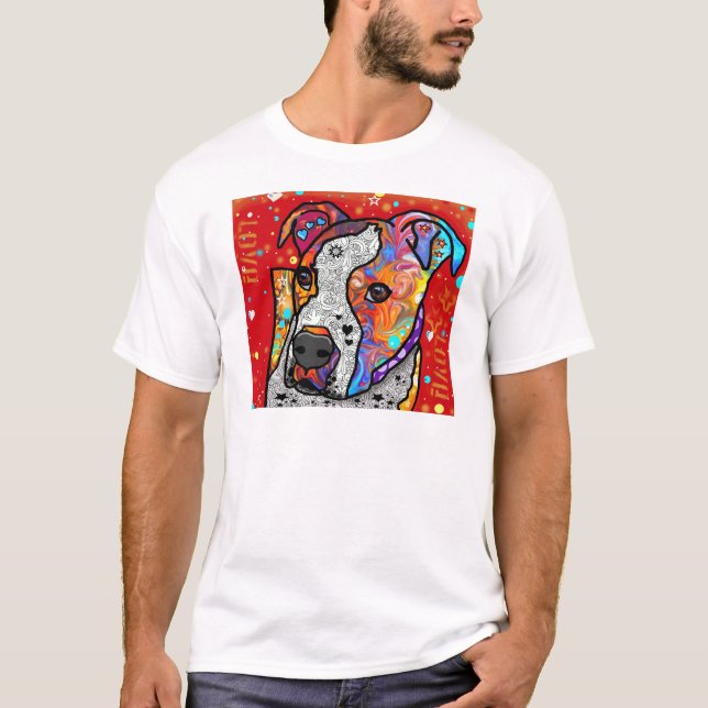 Kosmische Pitbull - helles buntes - Geschenk-Idee T-Shirt (Vorderseite)