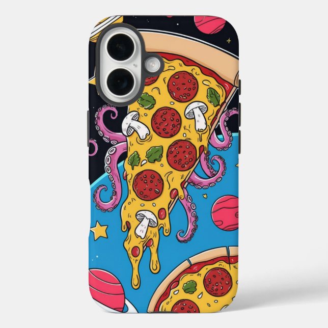Kosmische Pizza Slice: Quirky Space Adventure Case-Mate iPhone Hülle (Rückseite)