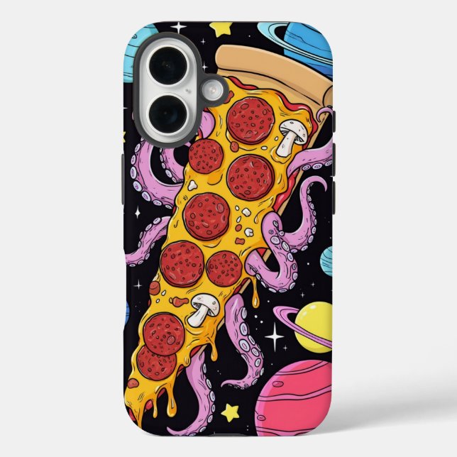Kosmische Pizza Slice: Quirky Space Adventure Case-Mate iPhone Hülle (Rückseite)