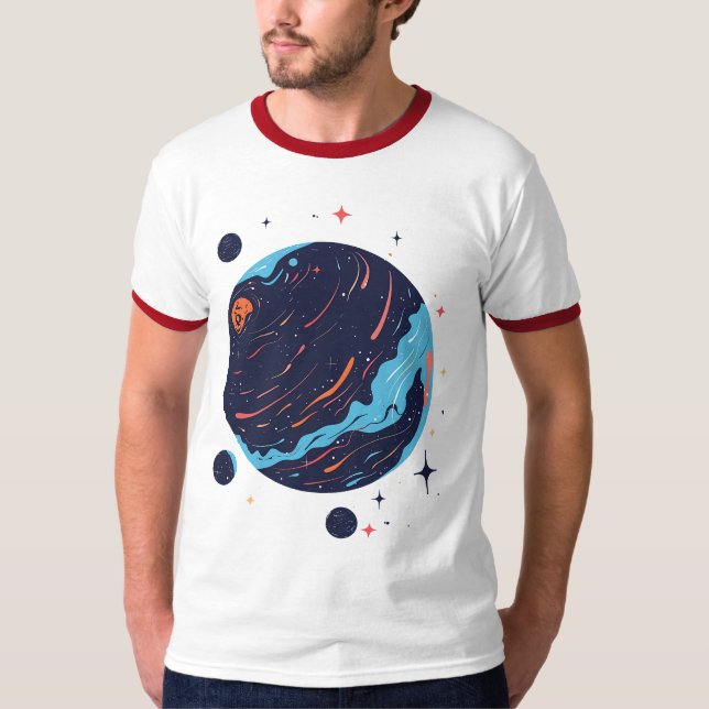Kosmische Planet Weltraum Kunst T-Shirt (Vorderseite)