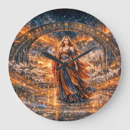 Kosmische Portal-Zauberin – Fantasy-Wanduhr Große Wanduhr