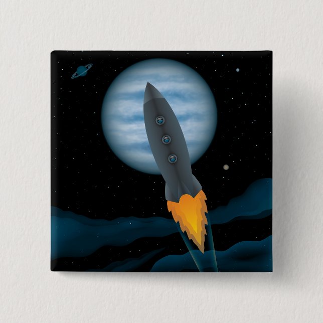 Kosmische Raketenschiffszene Button (Vorderseite)