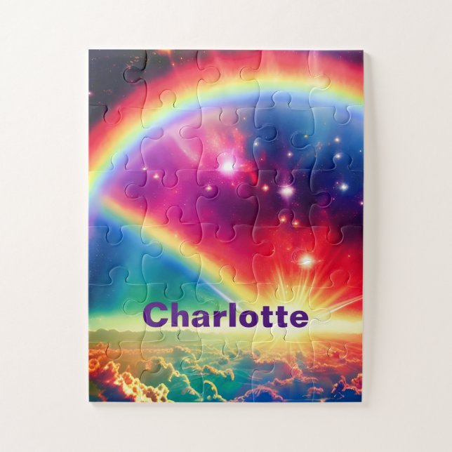 Kosmische Regenbogenschwellen über Fantasiewolken Puzzle (Vertikal)