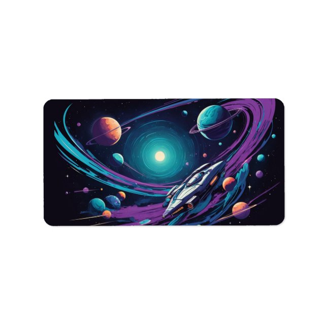kosmische Reise Adressaufkleber (Vorne)