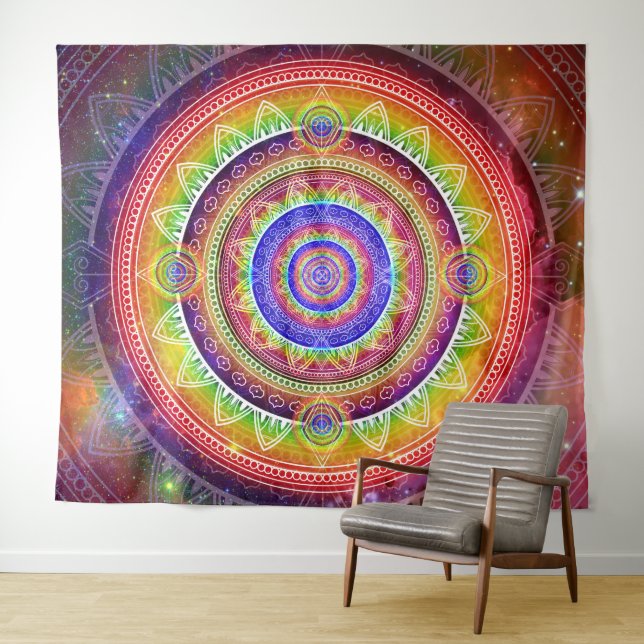 Kosmische Reise Mandala Wandteppich (Beispiel (Horizontal))