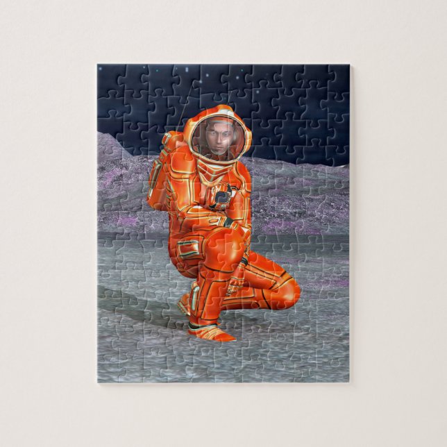 Kosmische Reisende Surrealer Planetenlandschaft Ku Puzzle (Vertikal)
