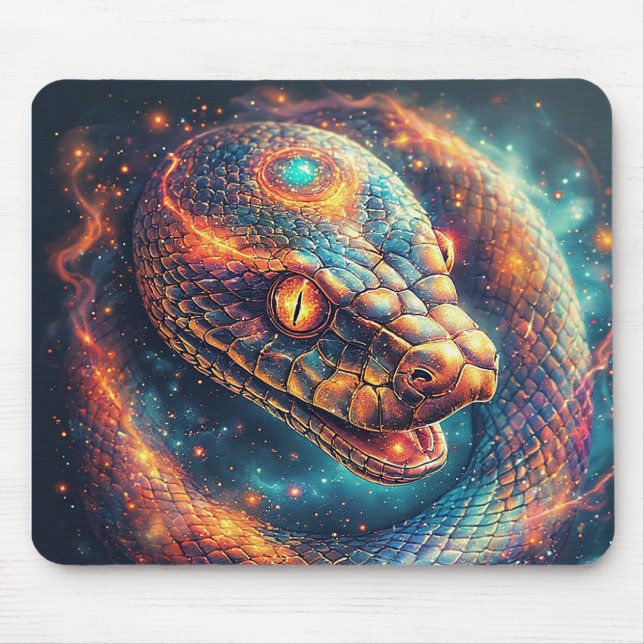 kosmische Schlange mit glühenden Schuppen Mousepad (Vorne)